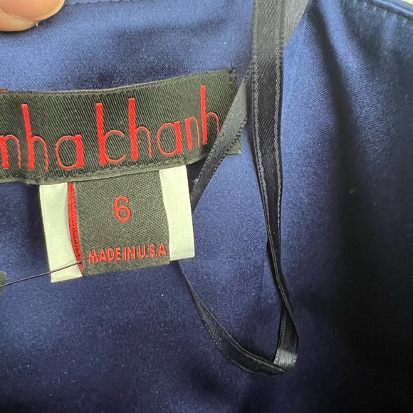 NWT! $650 Nha Khanh Navy Blue Strapless Tulle Dress Size 6 Party Wedding Prom - Picture 5 of 14